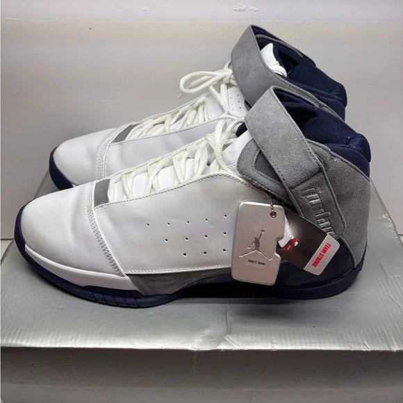 Rare Nike Air Jordan Team Strong Men Sz 13 Navy White Leather Sneaker 311868-102 - Picture 3 of 12
